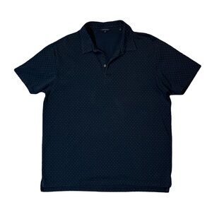 Patrick Assaraf mens XL navy blue geo pattern Pima cotton blend polo shirt EUC
